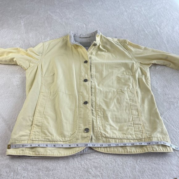 VTG Columbia Denim Jean Jacket Womens Size L Yellow Button Up Pockets Outdoors - Picture 9 of 16